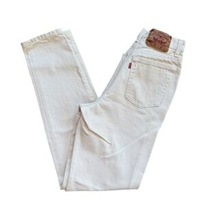 Vintage Levis 17501-0652 High Waisted Cream Jeans Made in USA Size 7 Button Fly